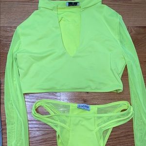 Neon green bathing suit